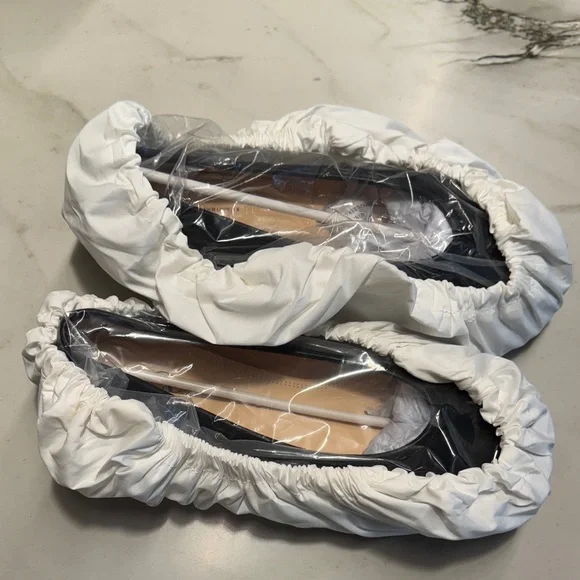 WoodchuckSato Black Leather Split-Toe Tabi Fold Ballerina Ballet Flats - Picture 8 of 12